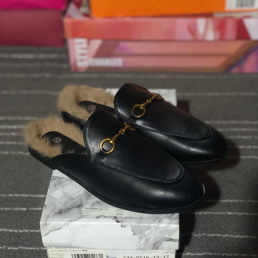 NEW Horsebit Mule with Fur